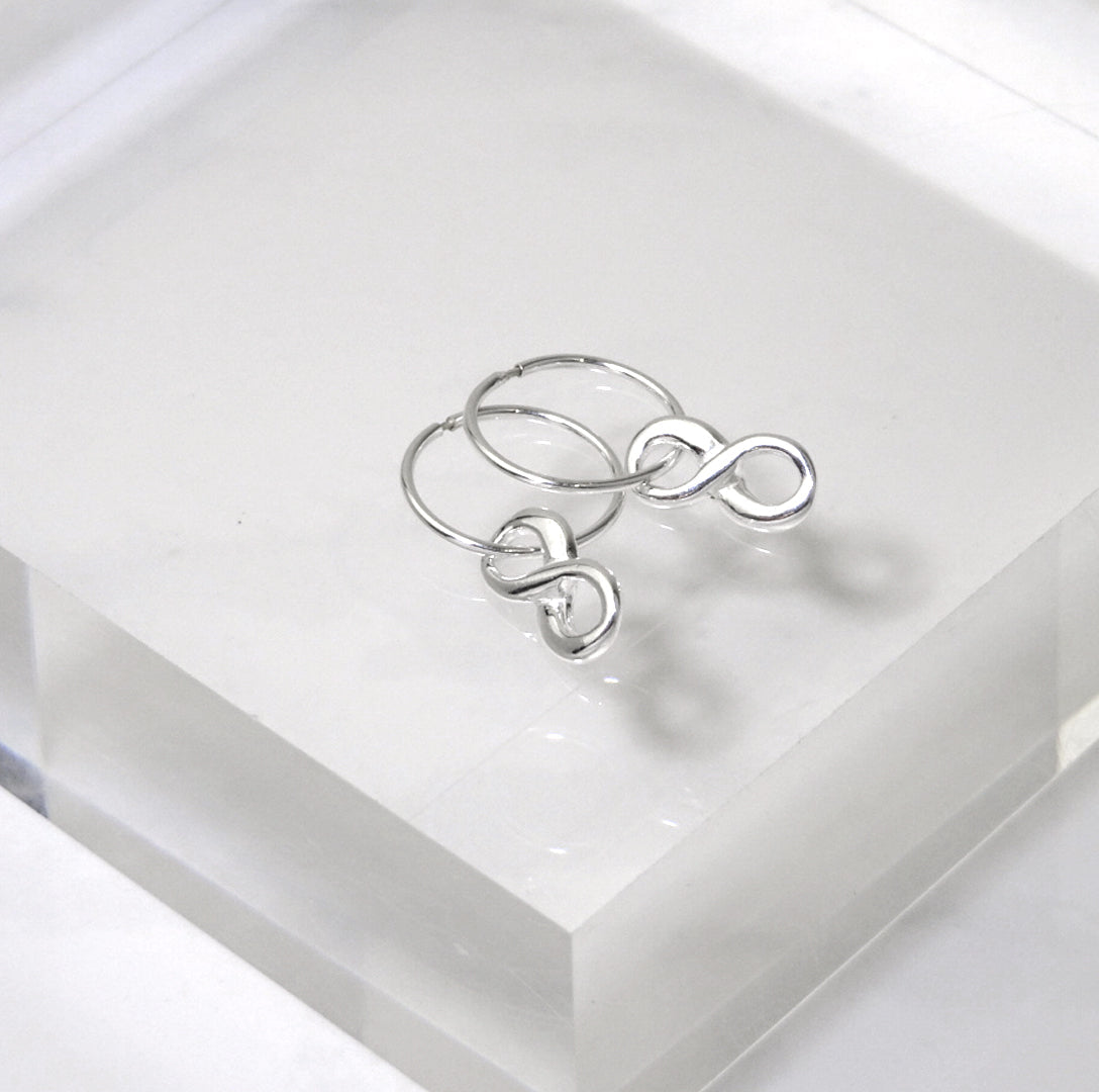 Sterlingsilber Unendlichkeitsschleife Anhänger 12 mm Creolen Ohrringe