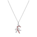 Halskette aus Sterlingsilber mit roter Emaille und Zuckerstangen-Schleife – 14–24 Zoll