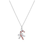 Halskette aus Sterlingsilber mit roter Emaille und Zuckerstangen-Schleife – 14–24 Zoll