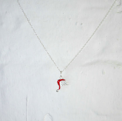 Sterling Silber Weihnachtsmannmütze HOHOHO Halskette 14–22 Zoll