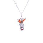 Sterlingsilber Halskette mit rotem Rentier und Emaille