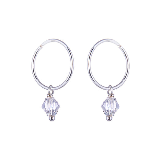 Sterlingsilber Klar CZ Kristall 12mm Creolen Ohrringe
