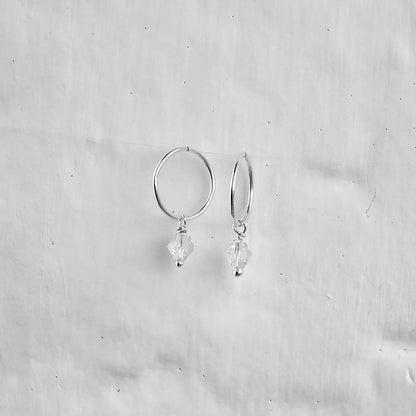 Sterling Silver Clear CZ Charm Hoop 12mm Earrings