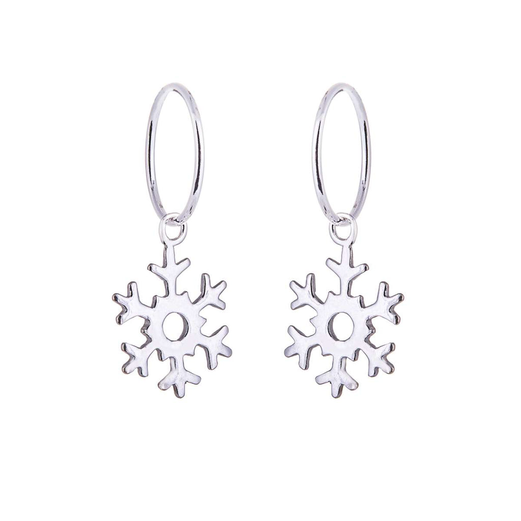 Sterlingsilber Schneeflocke 12 mm Creolen Ohrringe