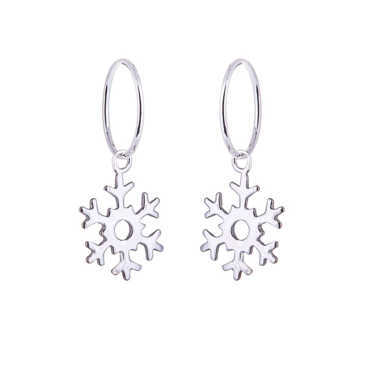 Sterlingsilber Schneeflocke 12 mm Creolen Ohrringe
