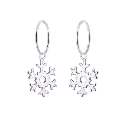 Sterlingsilber Schneeflocke 12mm Creolen Ohrringe