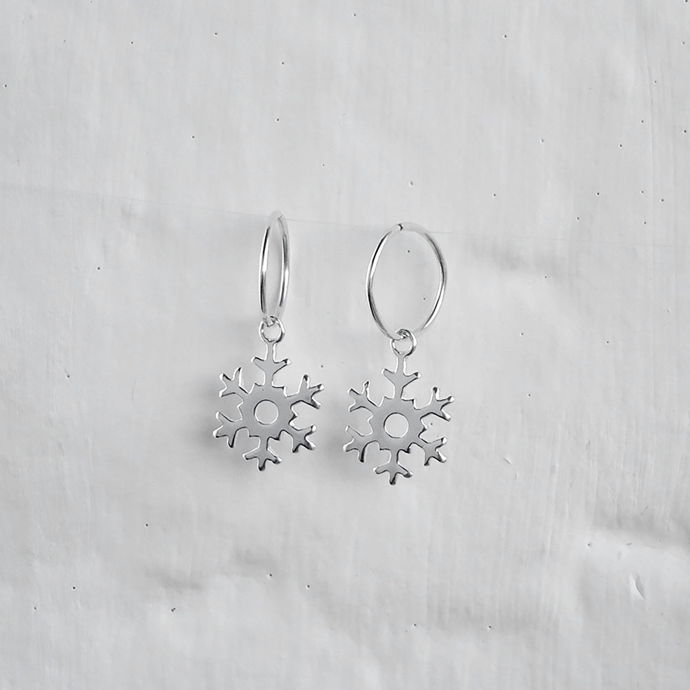 Sterlingsilber Schneeflocke 12 mm Creolen Ohrringe
