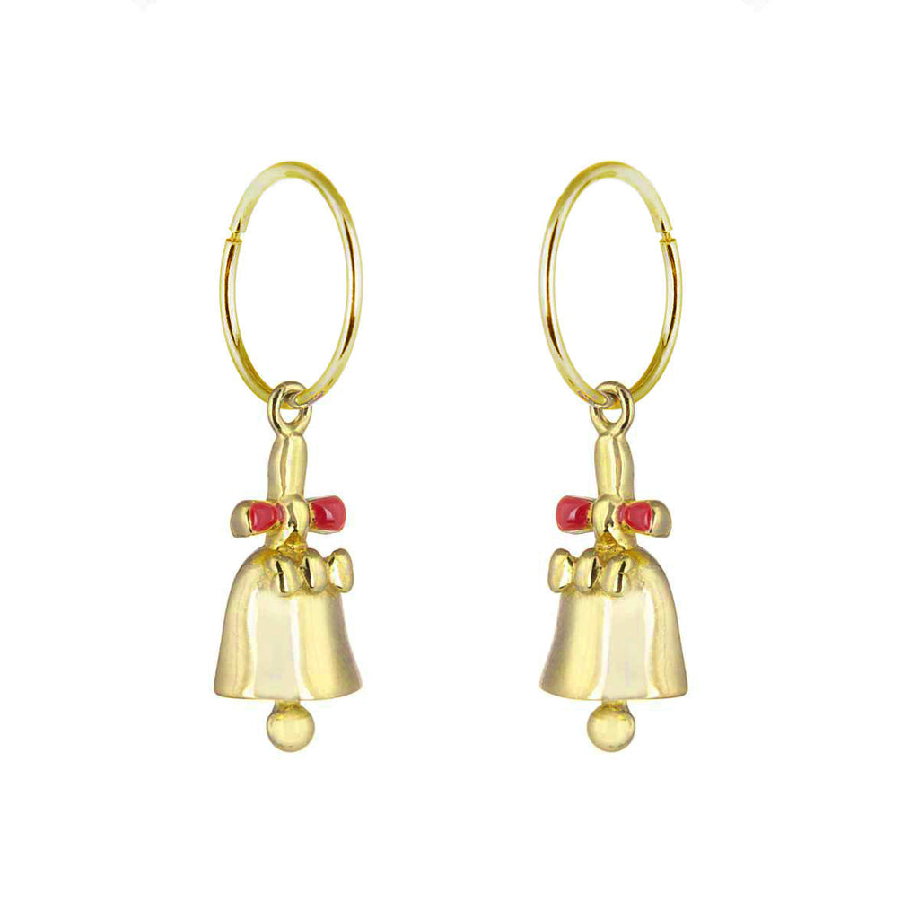 Creolen aus vergoldetem Sterlingsilber mit Glöckchen-Charm, 12 mm