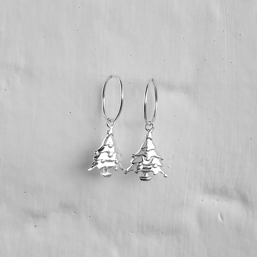 Sterlingsilber Weihnachtsbaum Anhänger 12 mm Creolen Ohrringe
