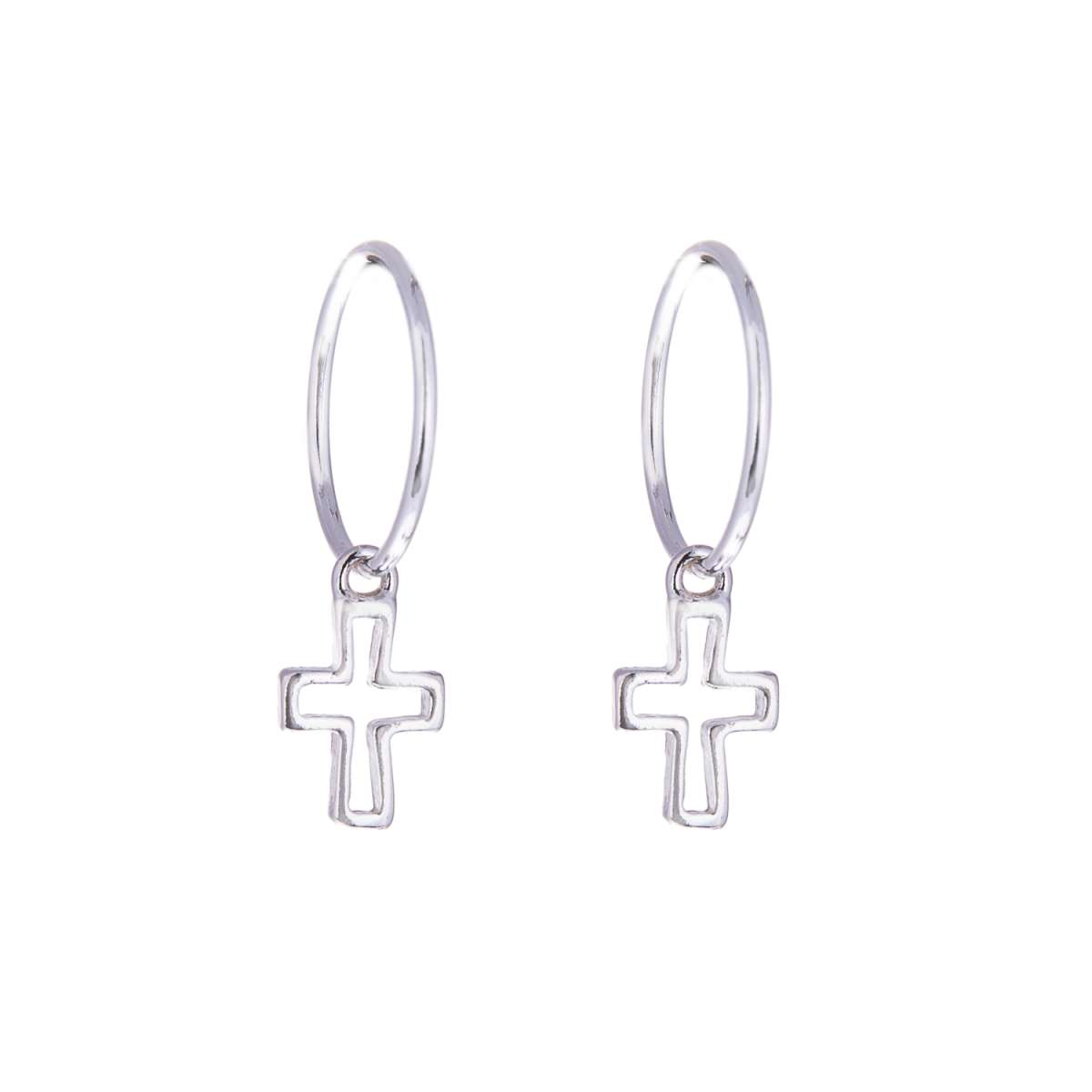 Sterlingsilber Kreuz Kontur Anhänger 12 mm Creolen Ohrringe