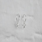 Sterlingsilber Kreuz Kontur Anhänger 12 mm Creolen Ohrringe
