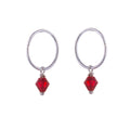 Sterlingsilber Rot CZ Kristall Anhänger 12 mm Creolen Ohrringe