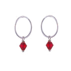 Sterlingsilber Rot CZ Kristall Anhänger 12 mm Creolen Ohrringe