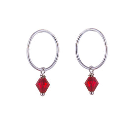 Sterlingsilber Rot CZ Kristall Anhänger 12 mm Creolen Ohrringe