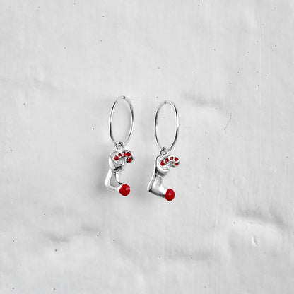 Sterlingsilber Strumpf Zuckerstange 12mm Creolen Ohrringe