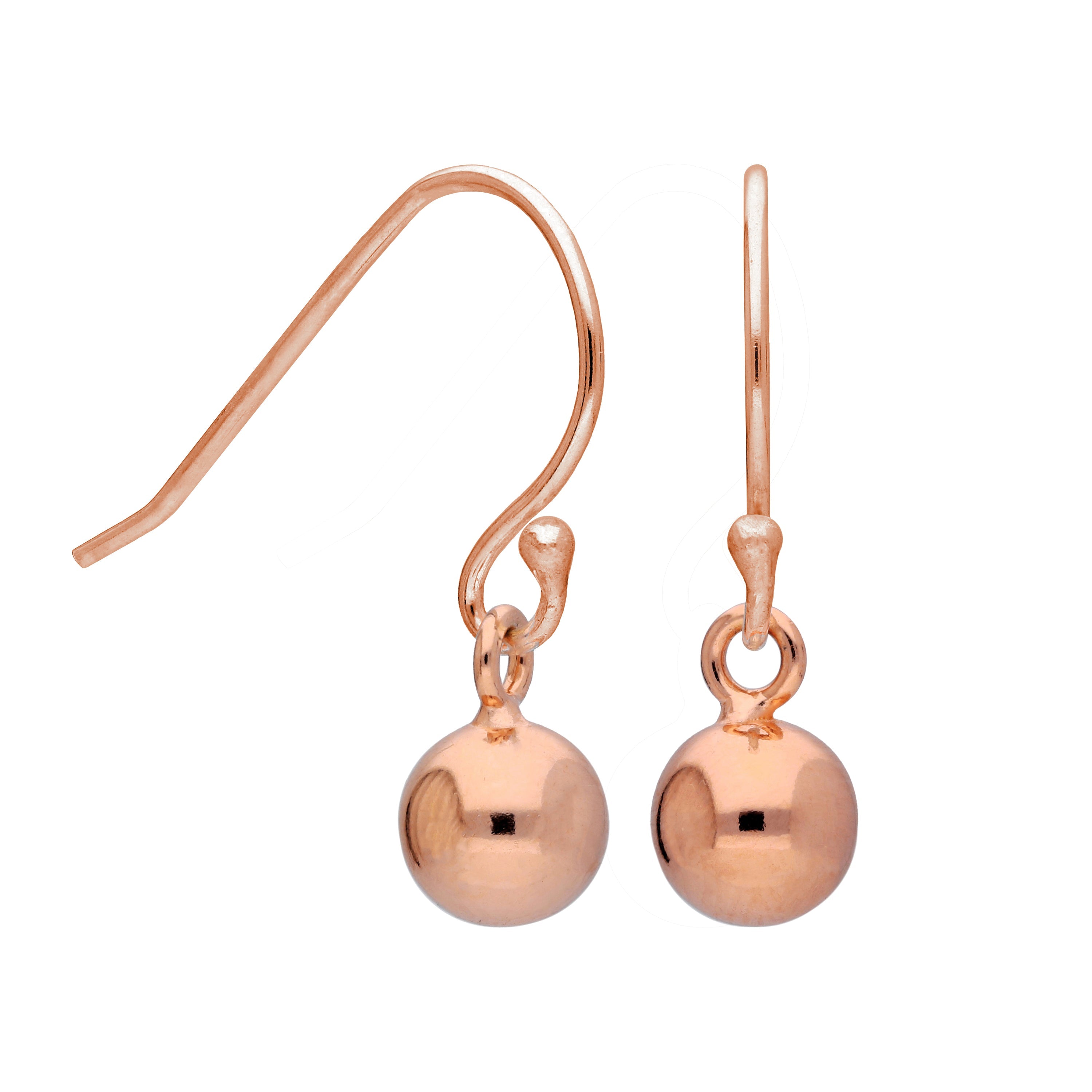 Rosévergoldete Sterlingsilber-Ohrhänger mit Kugel