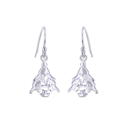 Sterling Silver Christmas Tree Fishhook Earrings
