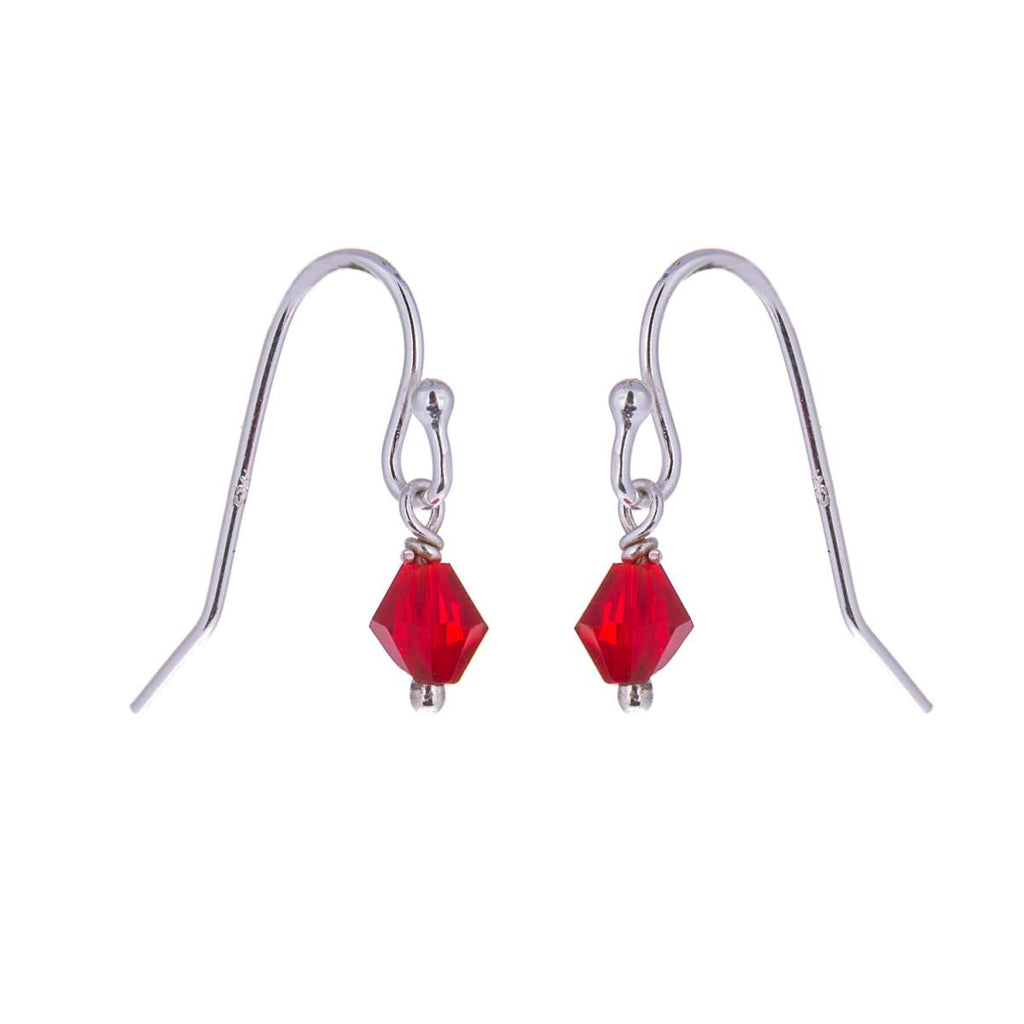 Sterlingsilber & Rot CZ Kristall Anhänger Baumel Ohrringe