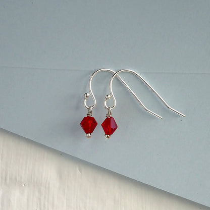 Sterlingsilber & Rot CZ Kristall Anhänger Baumel Ohrringe