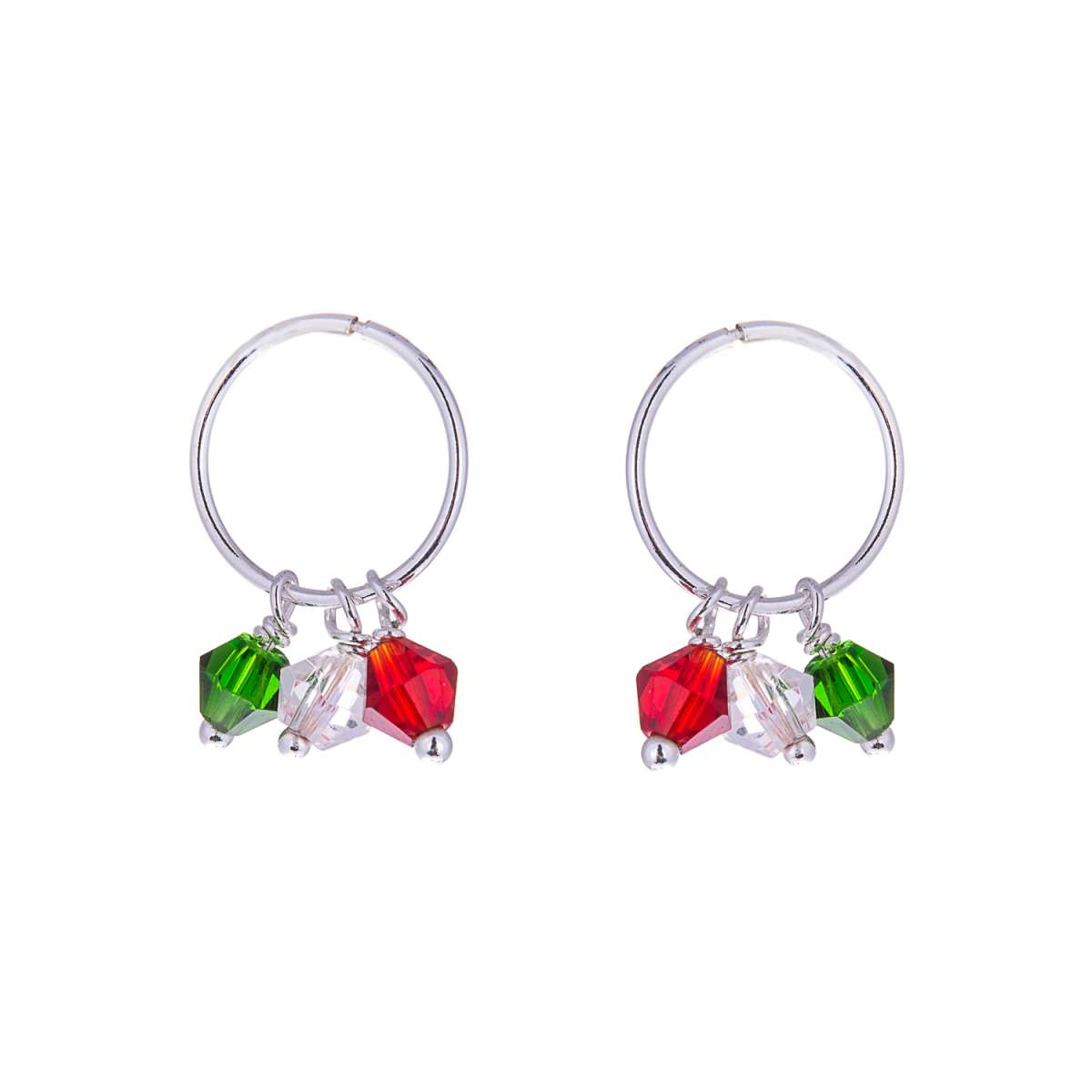 Sterlingsilber CZ Kristall Anhänger 12mm Creolen Ohrringe