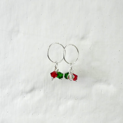 Sterlingsilber CZ Kristall Anhänger 12mm Creolen Ohrringe