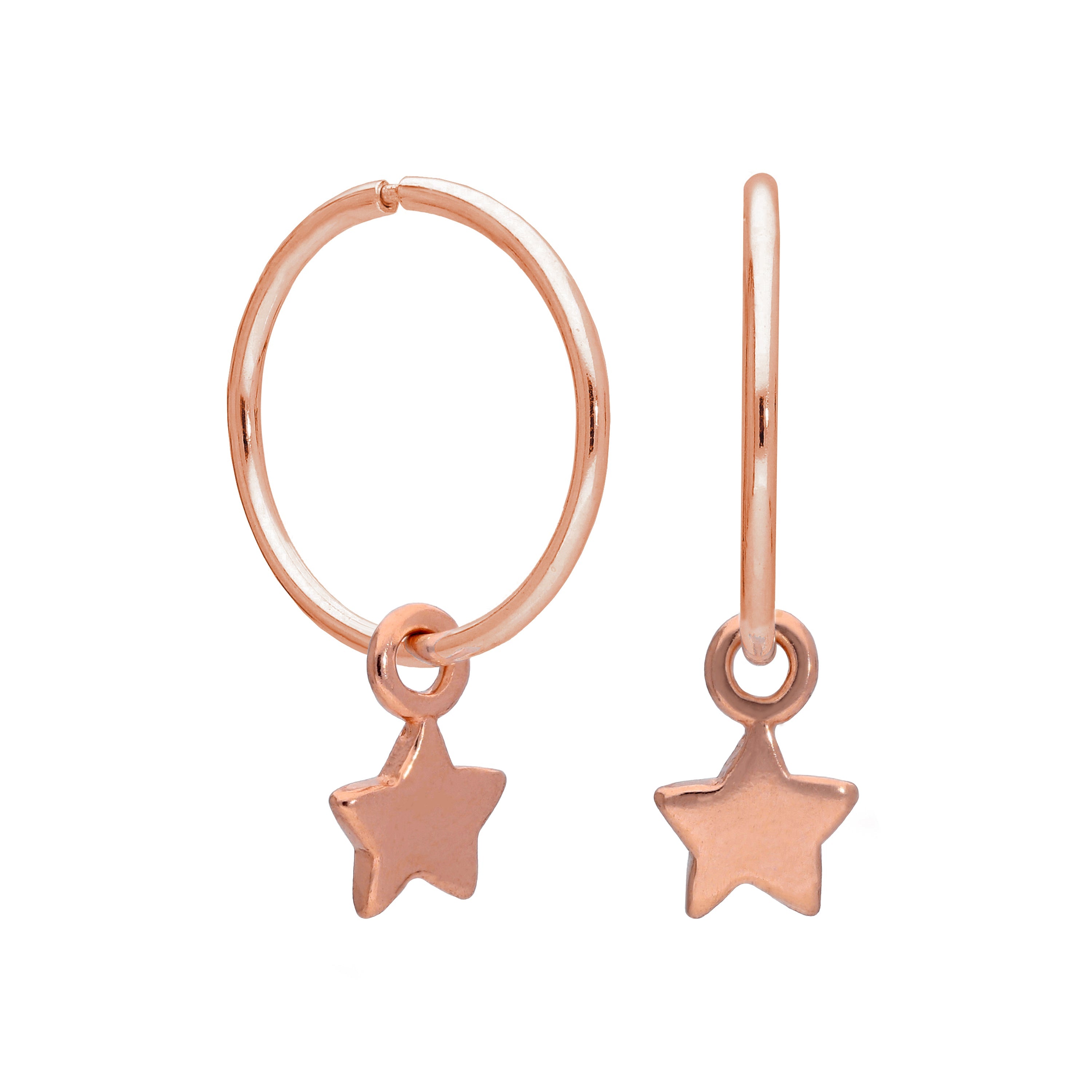 Rosévergoldet Sterlingsilber Winzig Stern 12 mm Creolen Ohrringe