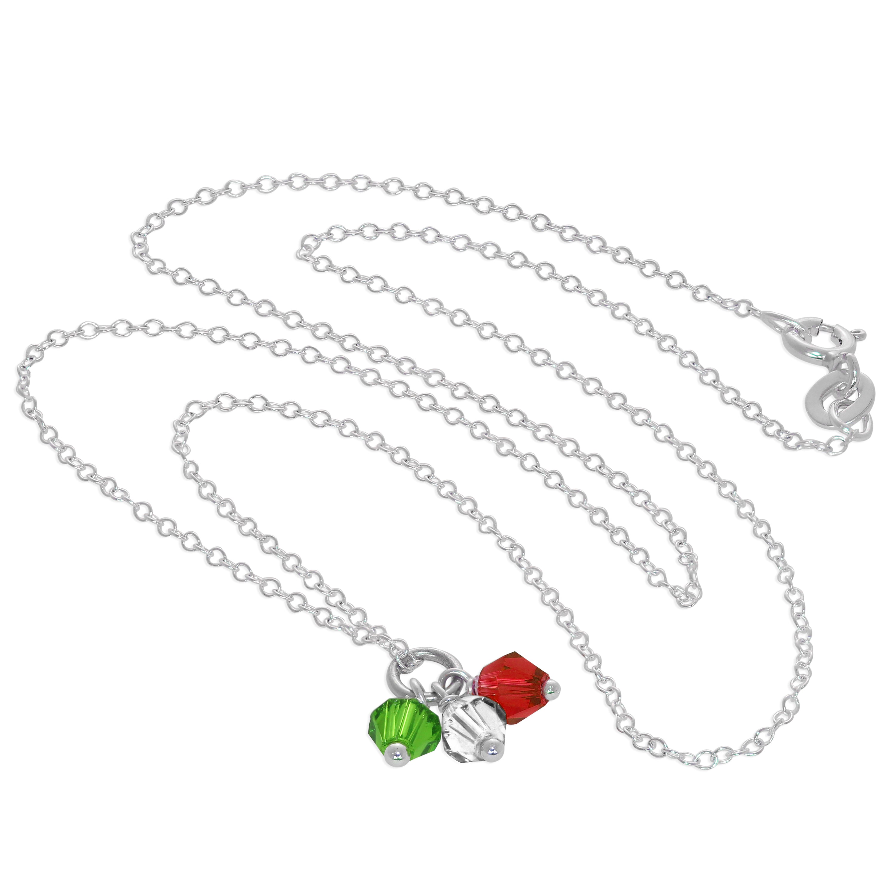 Sterlingsilber Halskette mit dreifarbigen CZ-Perlen 14–32 Zoll
