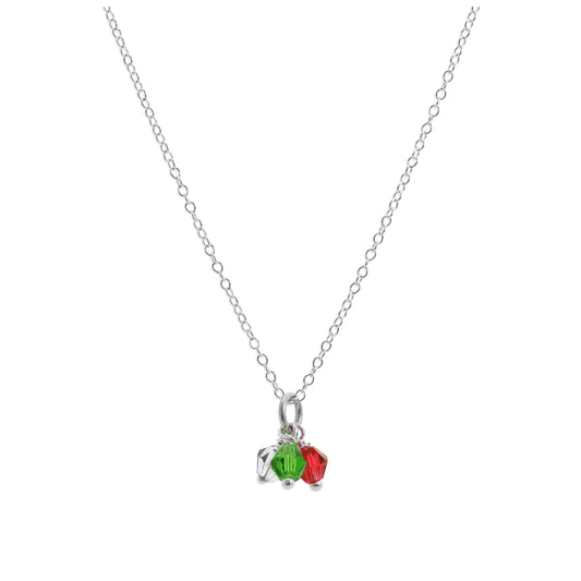 Sterling Silver Tricolour CZ Bead Necklace 14 - 32 Inches