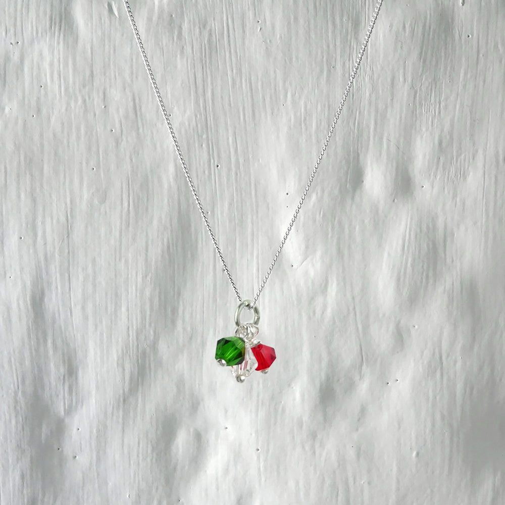 Sterling Silber Halskette mit dreifarbigen CZ-Perlen 14–32 Zoll