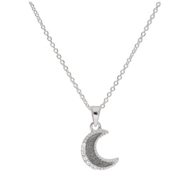 Sterlingsilber Matt Mond Klar CZ Halskette 40,5 - 81,5 cm