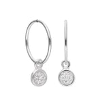 Charm-Creolen aus Sterlingsilber mit rundem klarem Pavé-Zirkonia, 12 mm