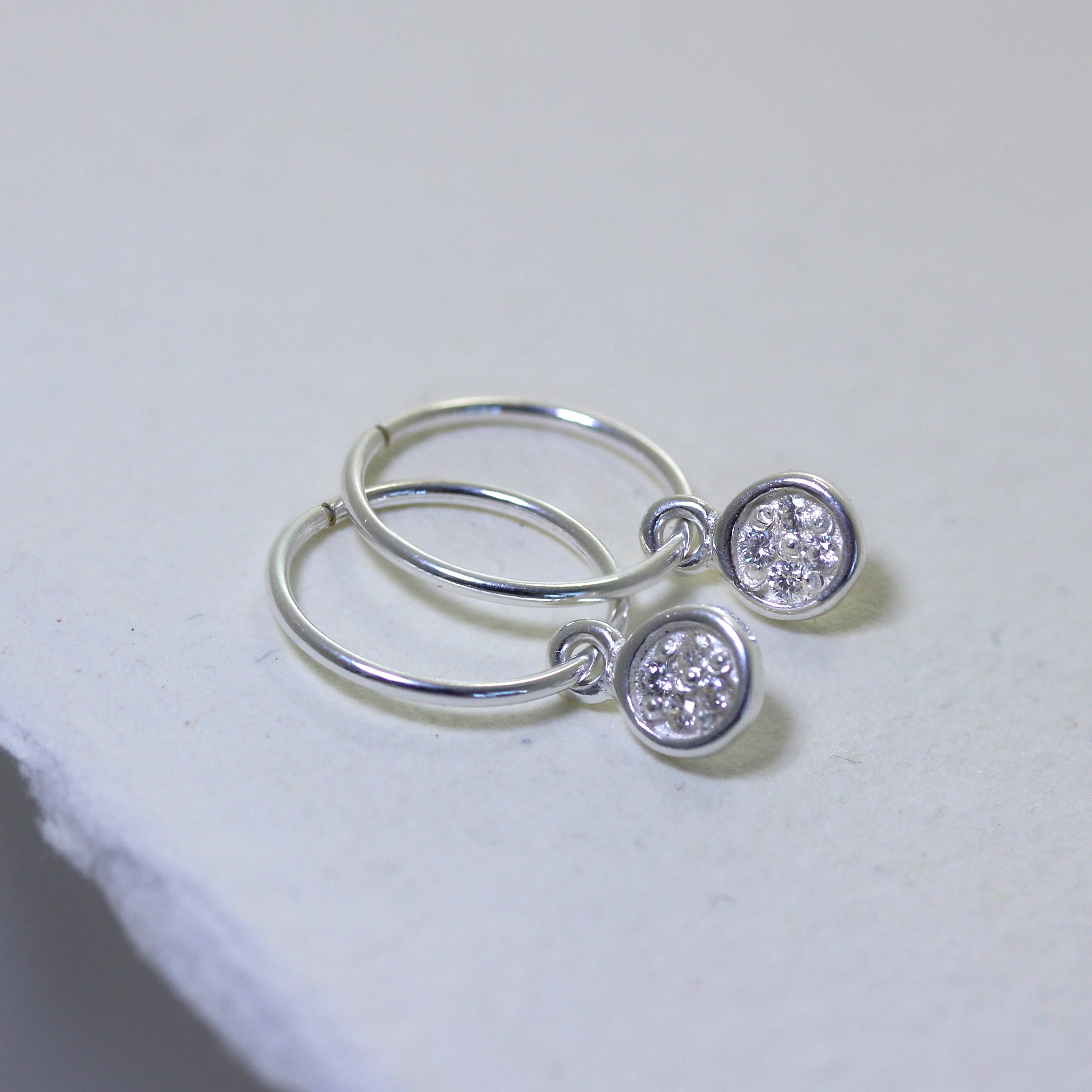 Sterlingsilber Klar CZ Kristall Anhänger 12 mm Creolen Ohrringe