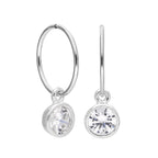 Charm-Creolen aus Sterlingsilber mit klarem Kristall in Zargenfassung, 12 mm