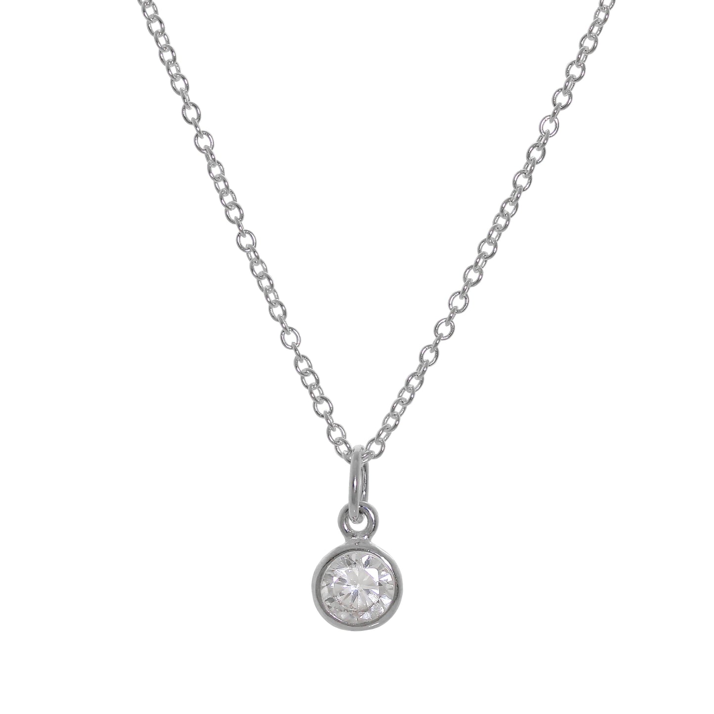 Halskette aus Sterlingsilber mit 5 mm klaren Zirkonia-Steinen, 16–32 Zoll