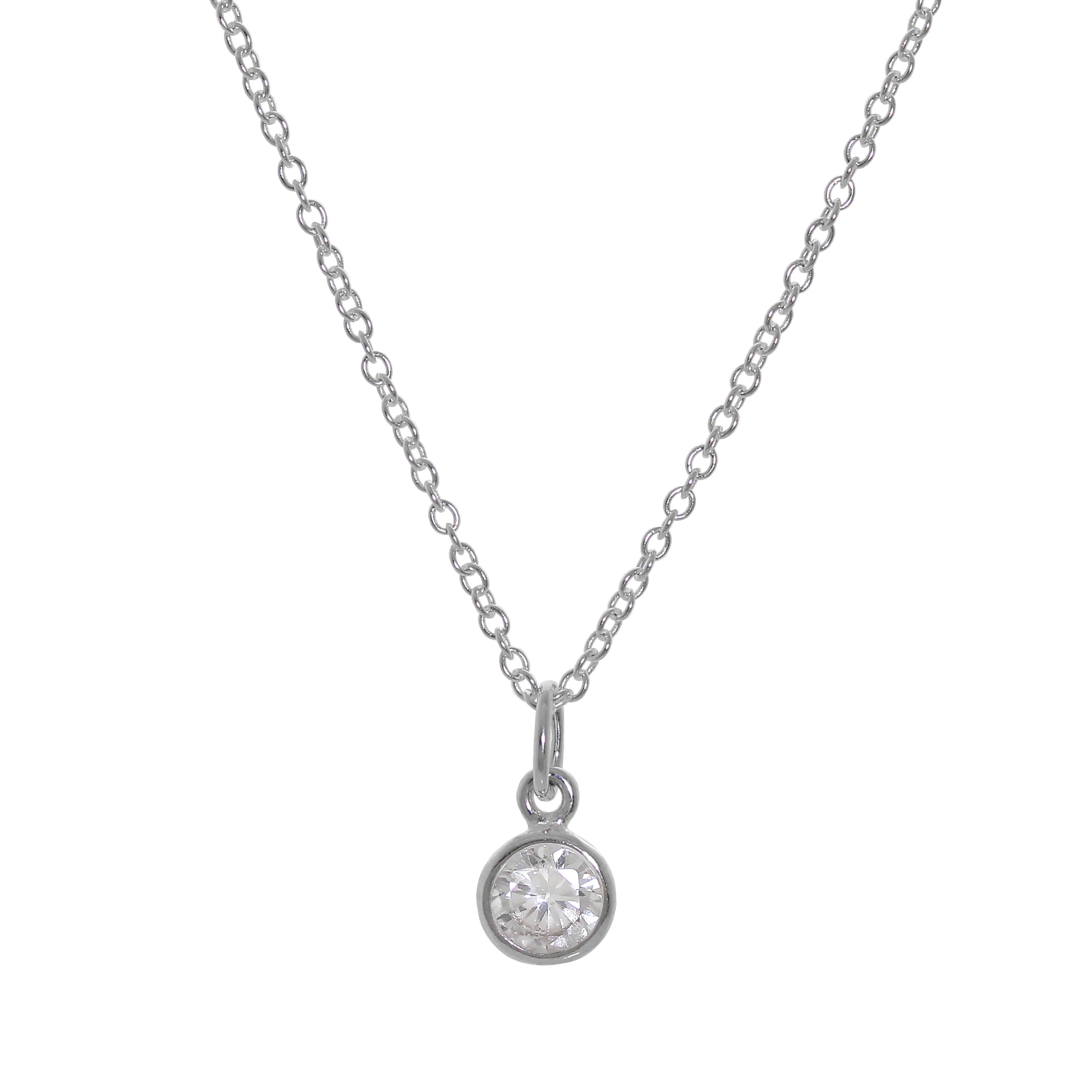 Halskette aus Sterlingsilber mit 5 mm klaren Zirkonia-Steinen, 16–32 Zoll