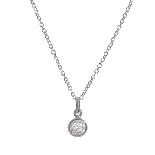 Halskette aus Sterlingsilber mit 5 mm klaren Zirkonia-Steinen, 16–32 Zoll