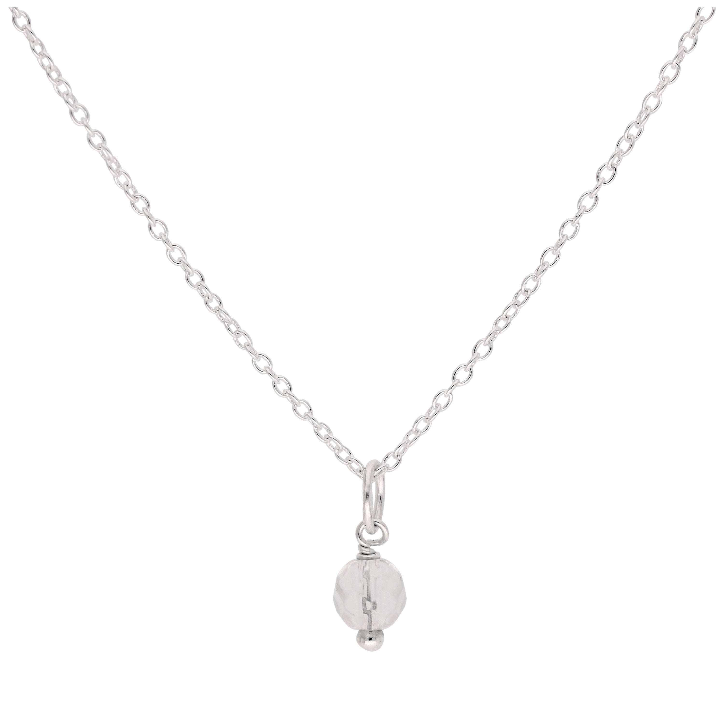 Halskette aus Sterlingsilber mit facettierten Kristallperlen, 16–32 Zoll