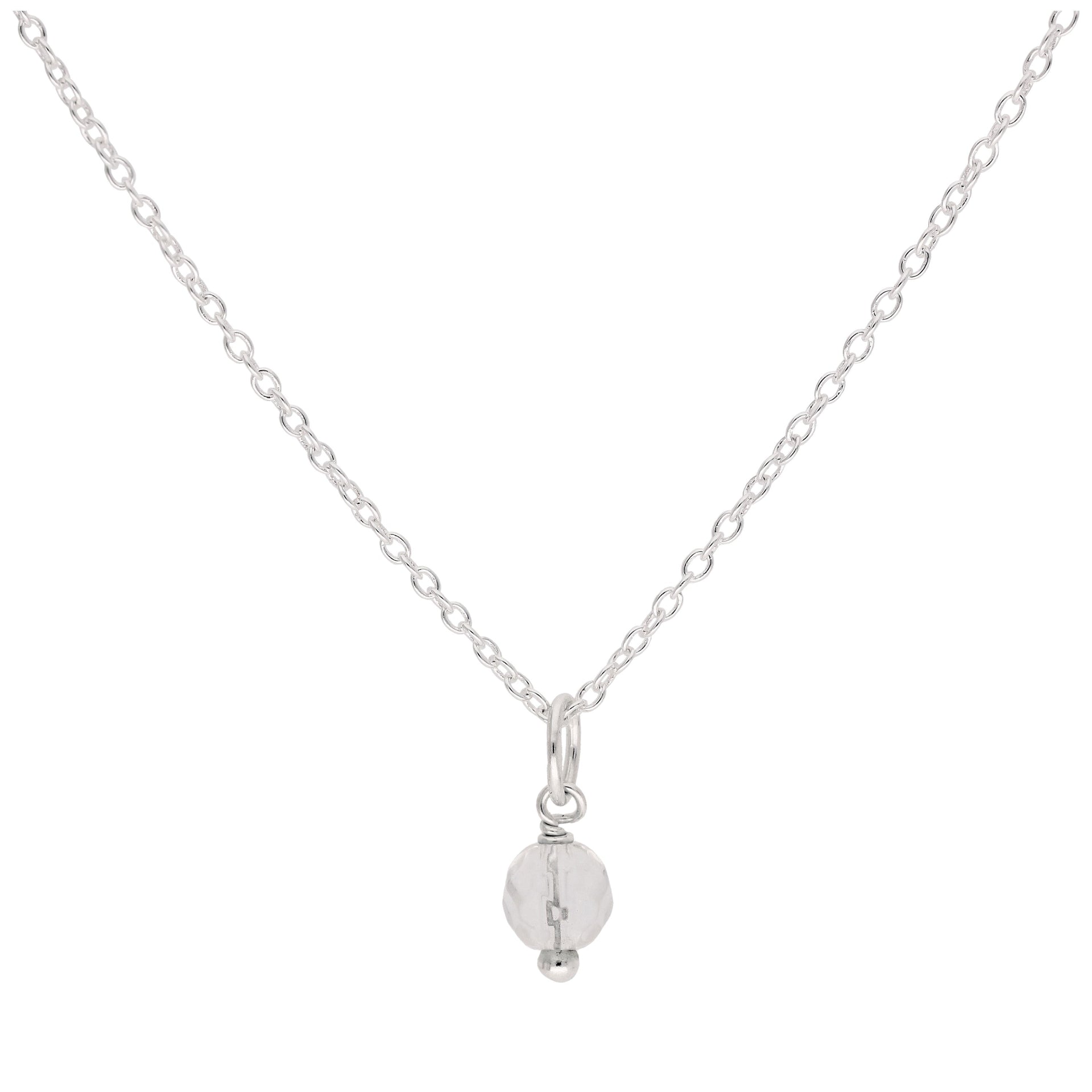 Sterling Silver Clear CZ Bead Necklace - 14 - 22 Inches