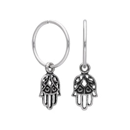Creolen aus Sterlingsilber mit Hamsa-Hand-Charm, 12 mm