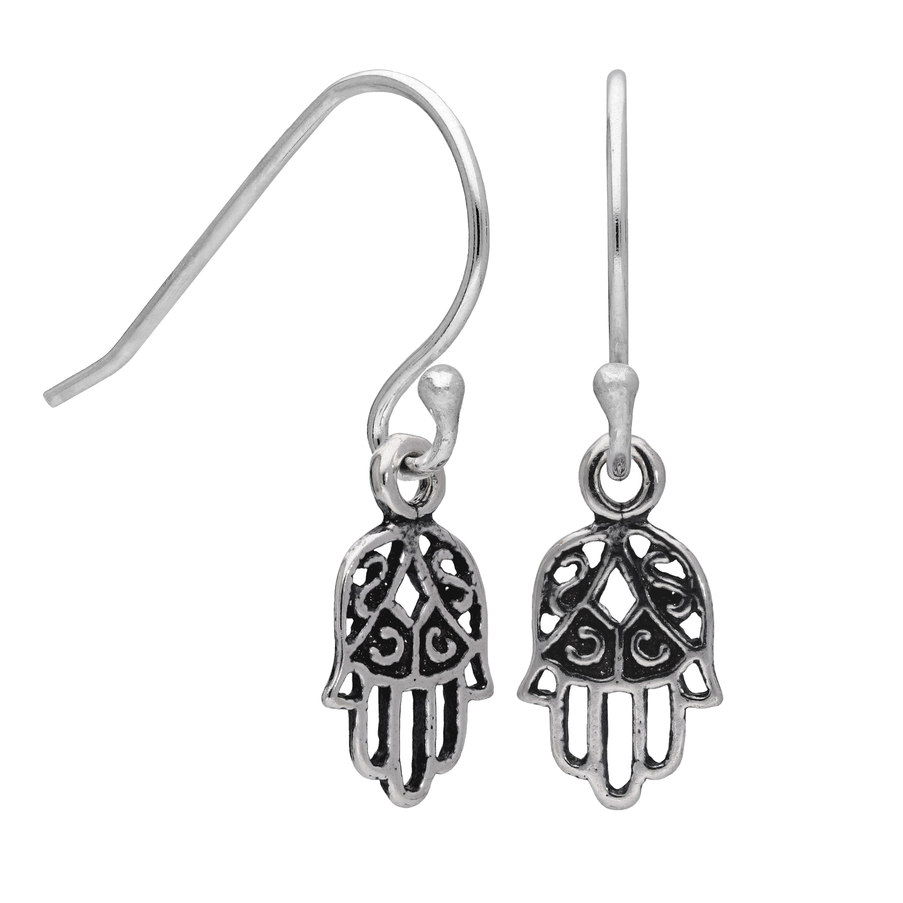 Sterlingsilber Hamsa Hand Fischhaken Ohrringe