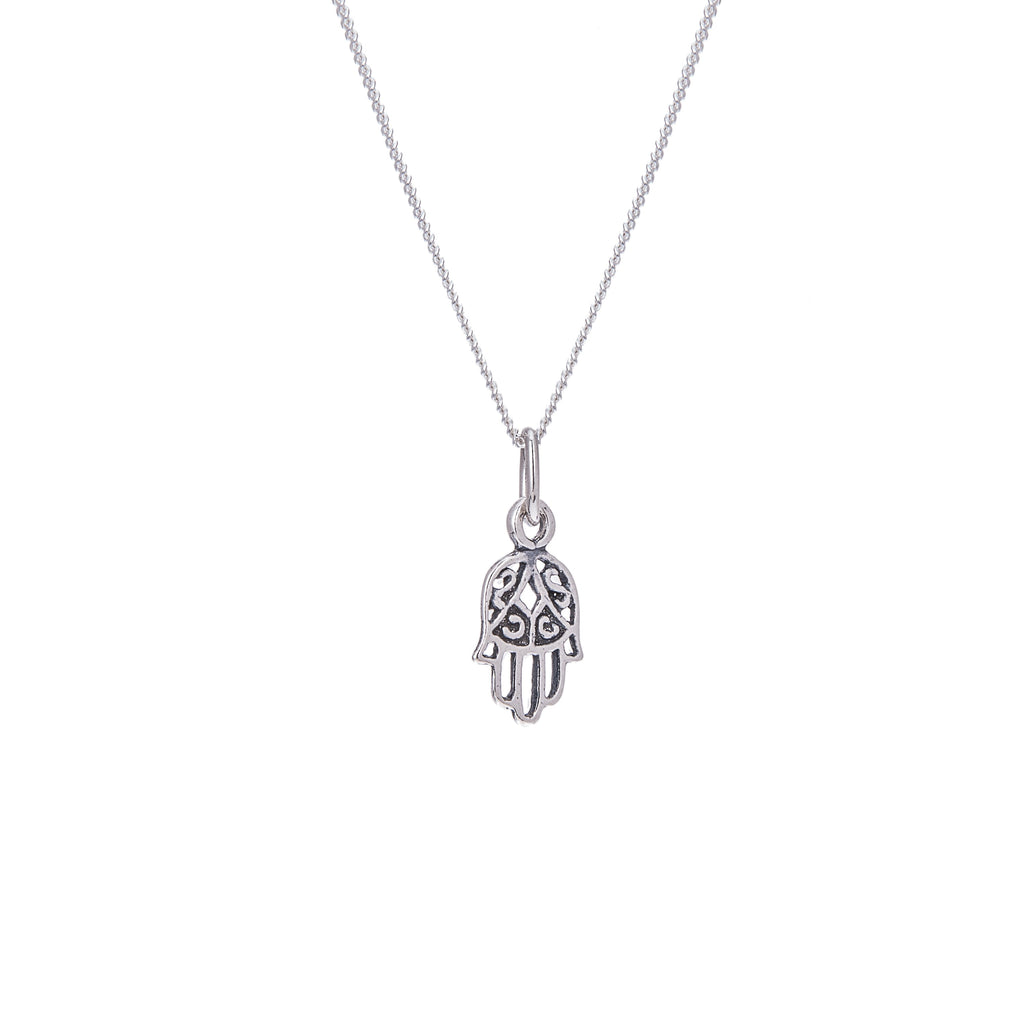 Sterlingsilber Hamsa Hand Halskette 16–32 Zoll