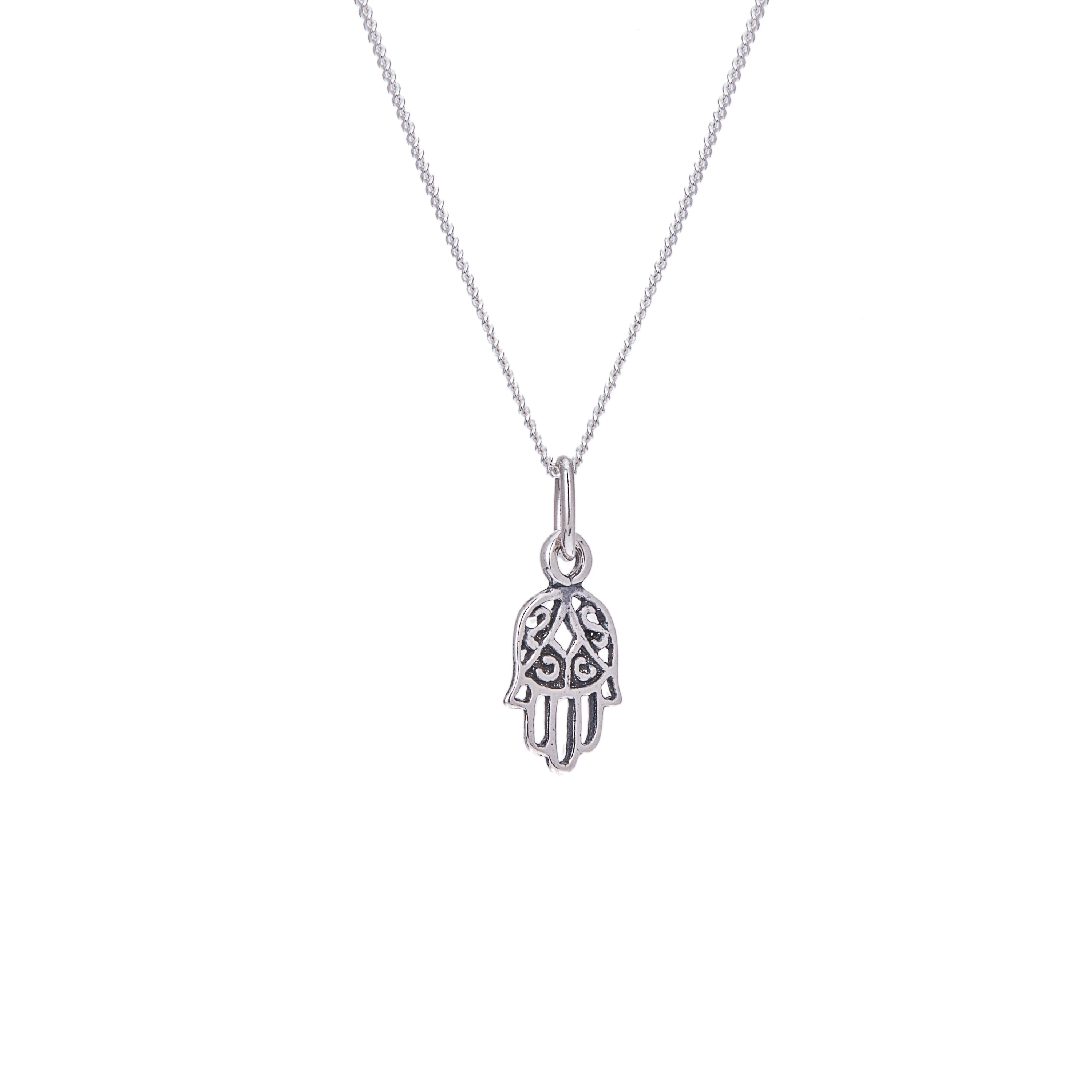 Sterlingsilber Hamsa Hand Halskette 16–32 Zoll