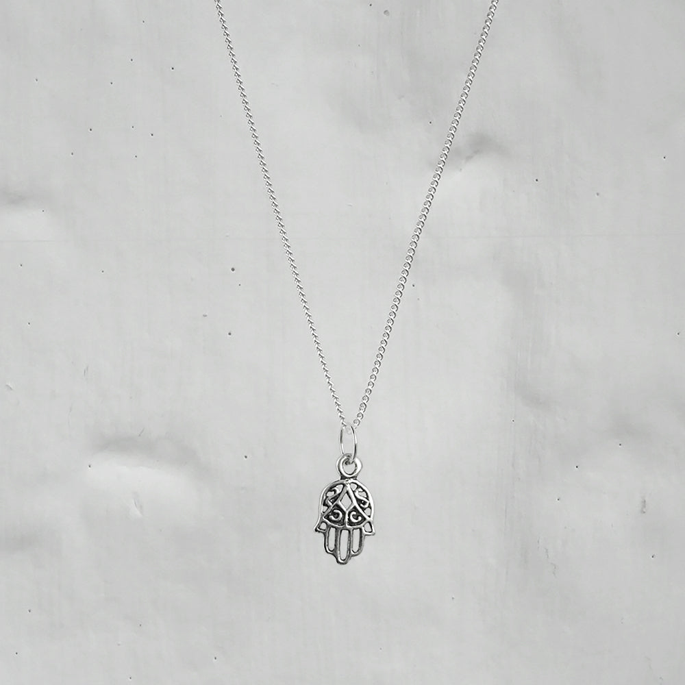 Sterlingsilber Hamsa Hand Halskette 16–32 Zoll