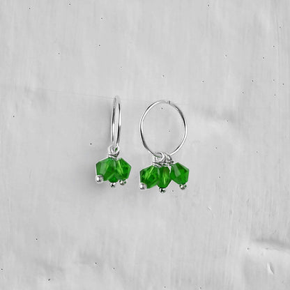 Dreifach Sterlingsilber Grün CZ 12mm Creolen Ohrringe