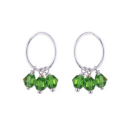 Dreifach Sterlingsilber Grün CZ 12 mm Creolen Ohrringe