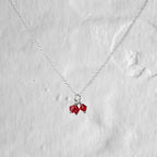 Dreifache Halskette aus Sterlingsilber mit roten CZ-Perlen – 14–22 Zoll