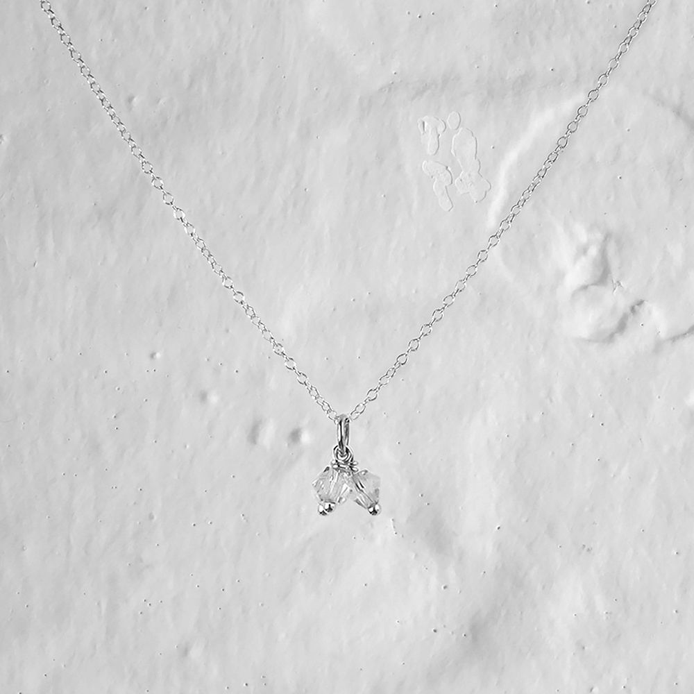 Dreifache Halskette aus Sterlingsilber mit klaren Kristallperlen, 14–22 Zoll