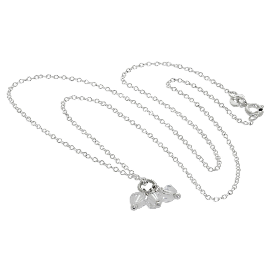 Dreifache Halskette aus Sterlingsilber mit klaren Kristallperlen, 14–22 Zoll