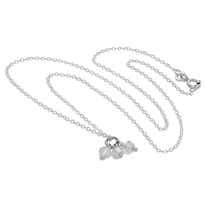 Dreifache Halskette aus Sterlingsilber mit klaren Kristallperlen, 14–22 Zoll