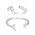 Sterlingsilber Mond Ring & Ohrstecker Satz